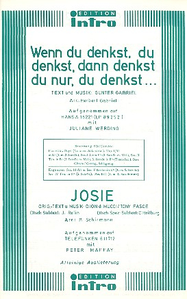Josie und Wenn du denkst du denkst: für Combo
