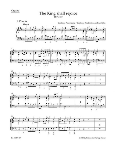 The King shall rejoice HWV260 für gem Chor und Orchester