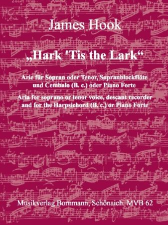 &#039;Hark &#039;tis the Lark&#039; Arie für Sopran (Tenor), Sopranblockflöte und Bc