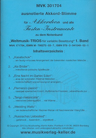 Weltmusik-Trios Band 1 für variables Ensemble