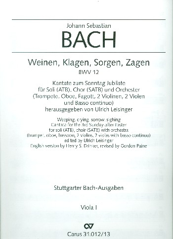 Weinen Klagen Sorgen Zagen Kantate Nr.12 BWV12