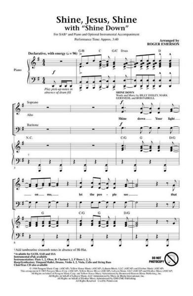 Shine Jesus Shine (with Shine Down) for mixed choir (SAB) and piano