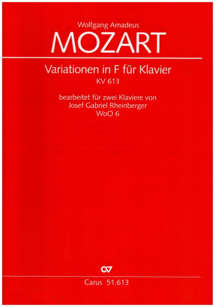 Variationen F-Dur KV613 für Klavier für 2 Klaviere, Partitur