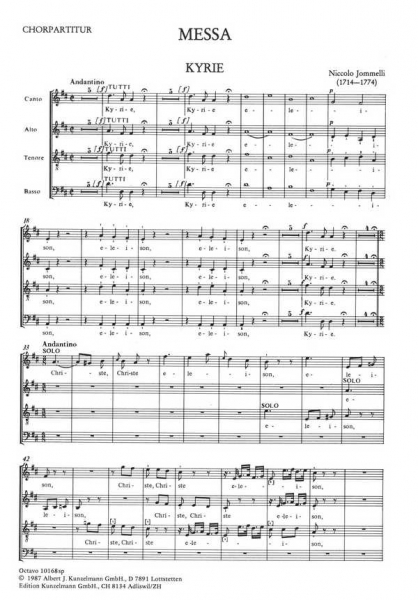 Messe D-Dur für Soli, gem Chor und Orchester