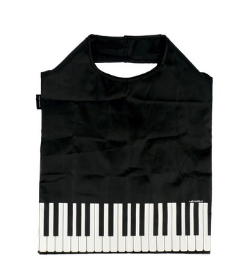 Einkaufstasche faltbar Tastatur schwarz 48 x 37 cm im Etui mit Reißverschluss und Kunststoff-Karabin