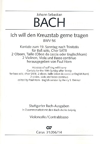 Ich will den Kreuzstab gerne tragen Kantate Nr.56 BWV56
