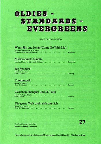 Oldies Standards Evergreens Band 27: für Klavier und Combo