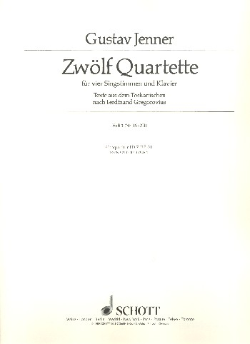 12 Quartette Band 3 (Nr.9-12) für 4 Singstimmen und Klavier
