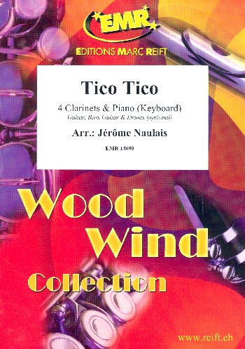 Tico Tico for 4 clarinets and piano (keyboard) (rhythm group ad lib)