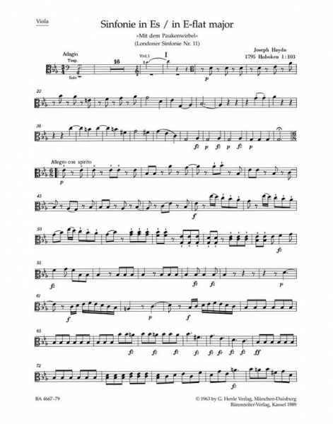 Sinfonie Es-Dur Hob I:103 für Orchester