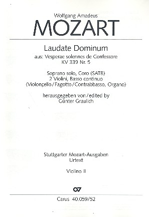Laudate Dominum aus &#039;Vesperae solennes de confessore&#039; KV339 für Soli, gem Chor und Orchester