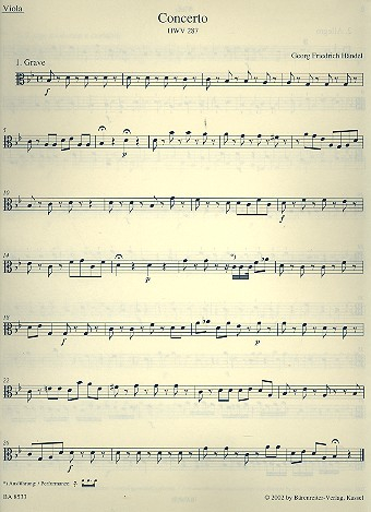 Konzert g-Moll Nr.3 HWV287 für Flöte (oboe) und Streichorchester