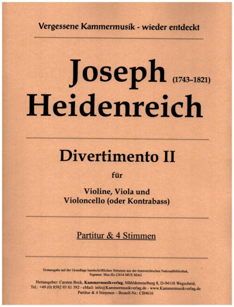 Divertimento 2 für Violine, Viola und Violoncello (Kontrabass)