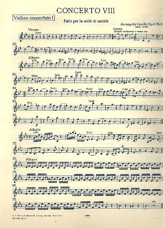 Concerto grosso g-Moll op.6,8 für 2 Violinen, Violoncello, Streicher und Bc
