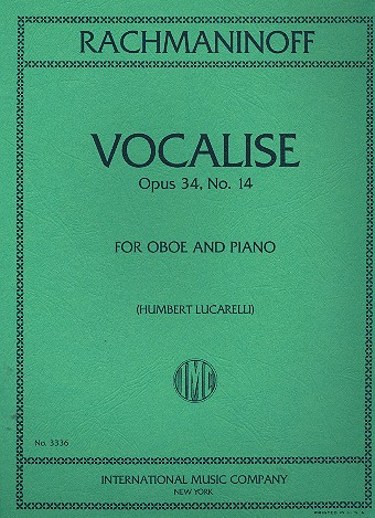 Vocalise op.34,14 for oboe and piano