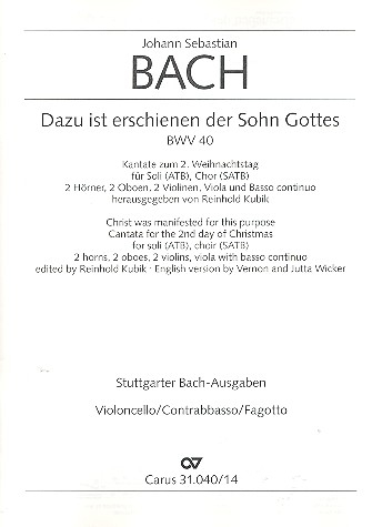 Dazu ist erschienen der Sohn Gottes Kantate Nr.40 BWV40