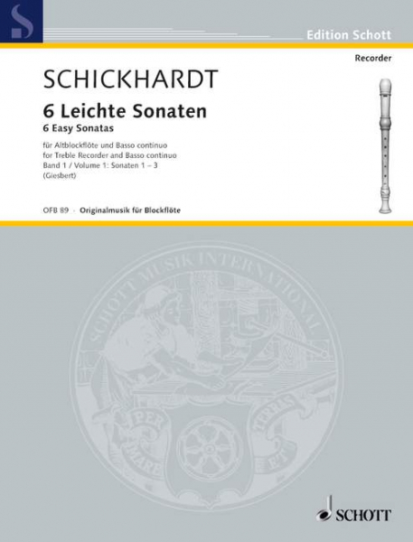 6 leichte Sonaten Band 1 (Nr.1-3) für Altblockflöte und Bc