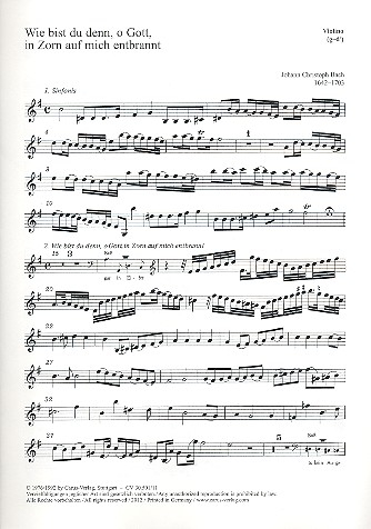 Wie bist du denn o Gott in Zorn auf mich entbrannt für Baß und Instrumente