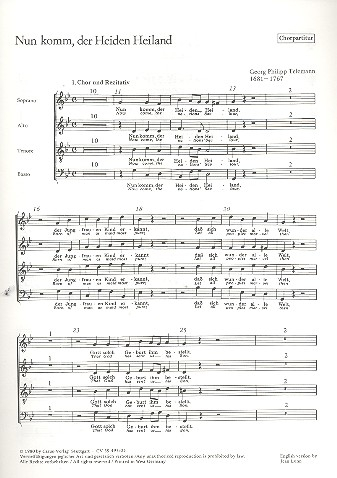 Nun komm der Heiden Heiland für Soli, Chor und Orchester