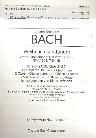 Weihnachtsoratorium BWV248 Teile 1-6 für Soli, gem Chor und Orchester