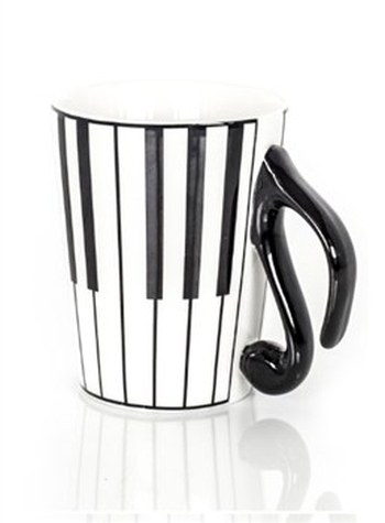 Kaffeetasse mit Untertasse Tastatur schwarz/weiß